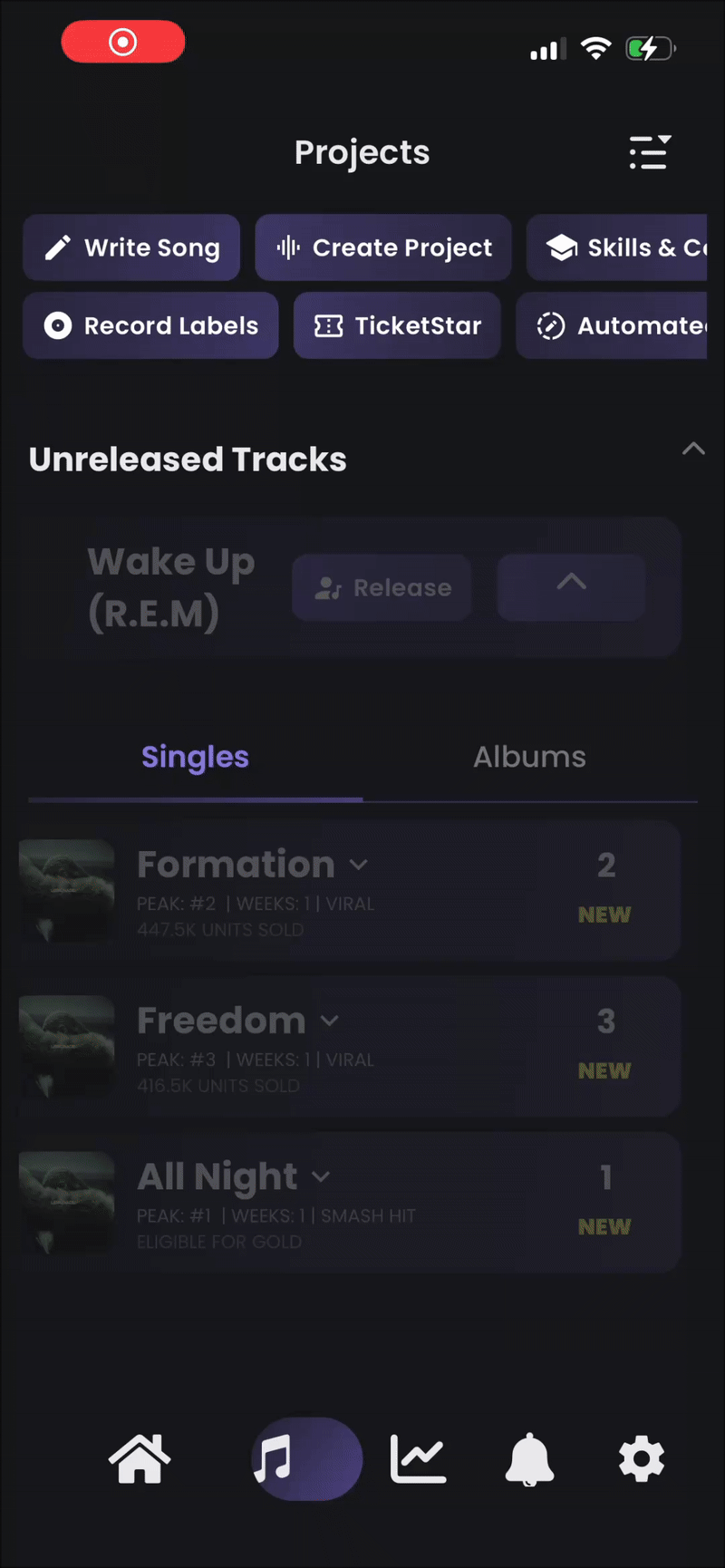 Player creating and managing an animated album
